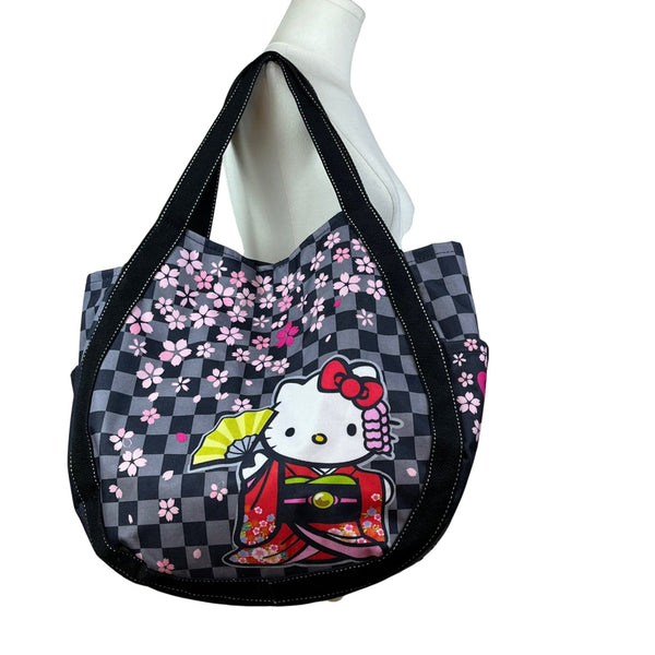 Hello Kitty Sakura Black & Pink Cherry Blossom Design Tote Bag Sz L