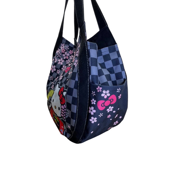 Hello Kitty Sakura Black & Pink Cherry Blossom Design Tote Bag Sz L