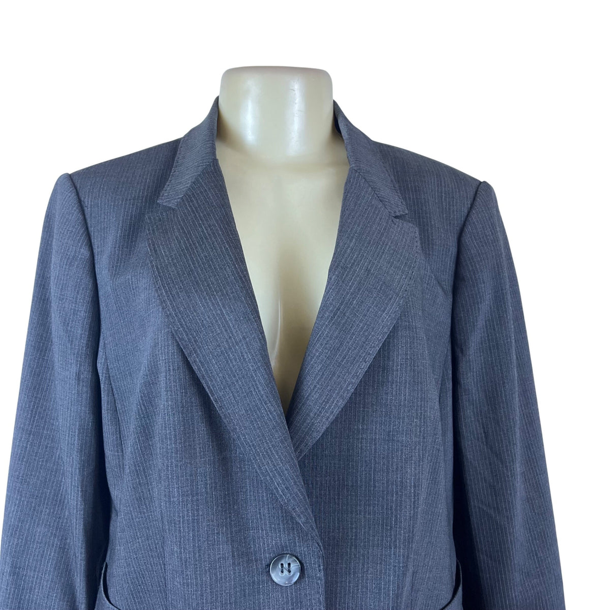 Luxe The Limited Womens Gray Wool Blazer Pinstripe 2-Button Suit Jacket Size 14