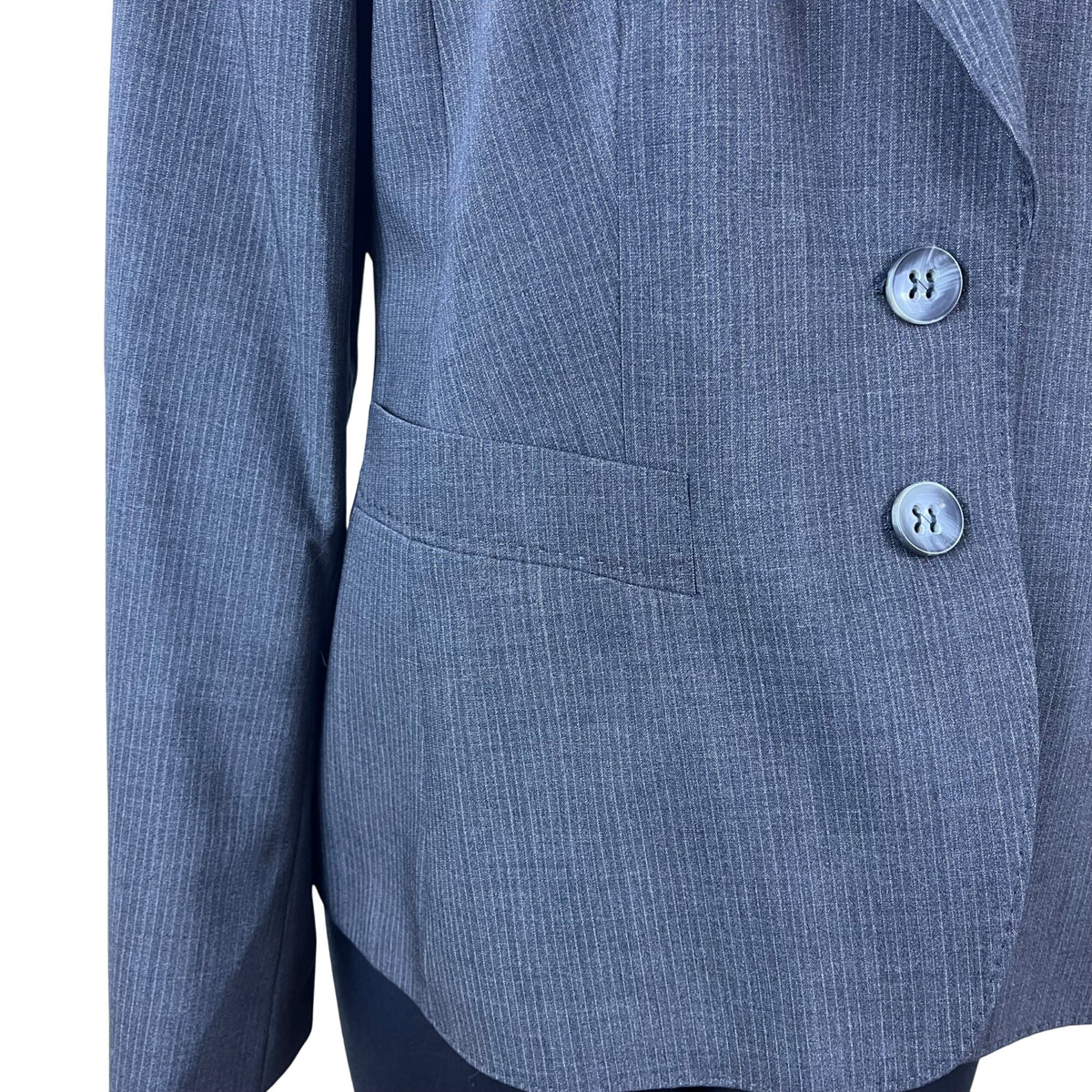 Luxe The Limited Womens Gray Wool Blazer Pinstripe 2-Button Suit Jacket Size 14