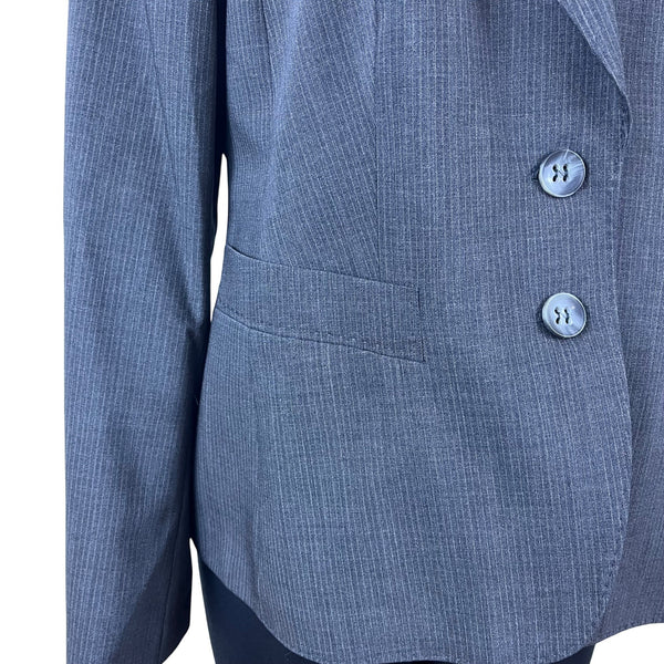Luxe The Limited Womens Gray Wool Blazer Pinstripe 2-Button Suit Jacket Size 14
