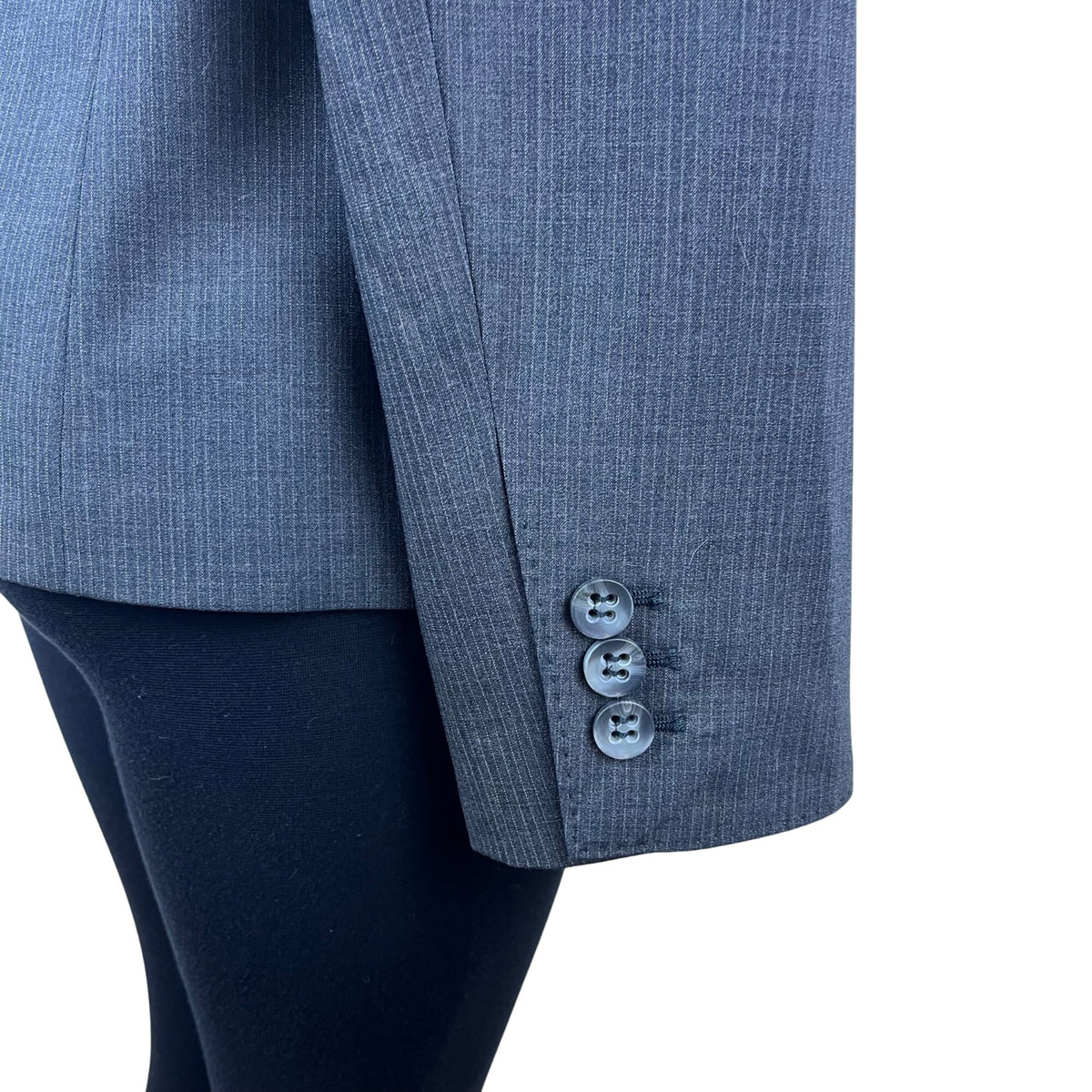 Luxe The Limited Womens Gray Wool Blazer Pinstripe 2-Button Suit Jacket Size 14