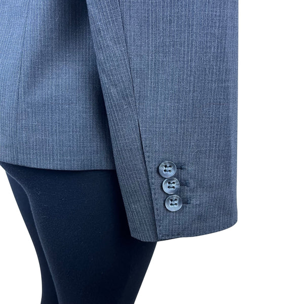 Luxe The Limited Womens Gray Wool Blazer Pinstripe 2-Button Suit Jacket Size 14