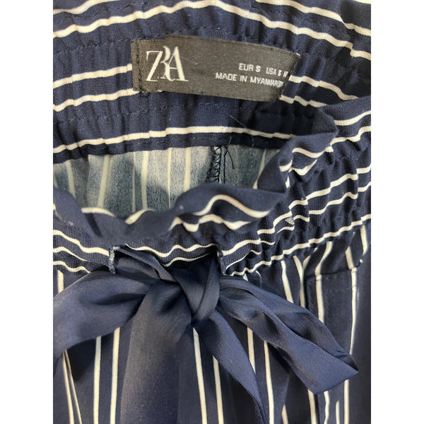 Zara Women's Blue & White Pinstripe Pants  pants Sz S