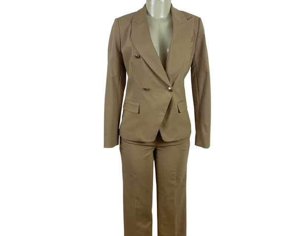 Michael kors Tan Womens Wide-Leg Pants & Double-Breasted Blazer Suit Set Sz M