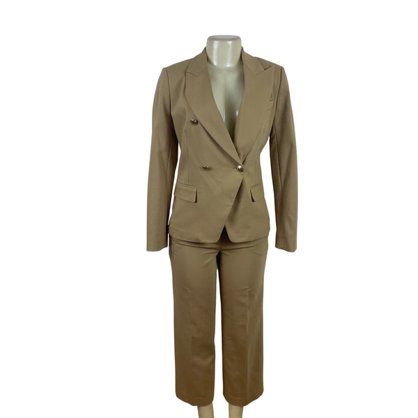 Michael kors Tan Womens Wide-Leg Pants & Double-Breasted Blazer Suit Set Sz M