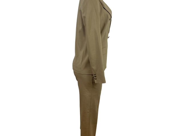 Michael kors Tan Womens Wide-Leg Pants & Double-Breasted Blazer Suit Set Sz M