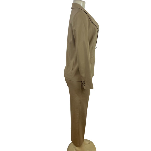 Michael kors Tan Womens Wide-Leg Pants & Double-Breasted Blazer Suit Set Sz M