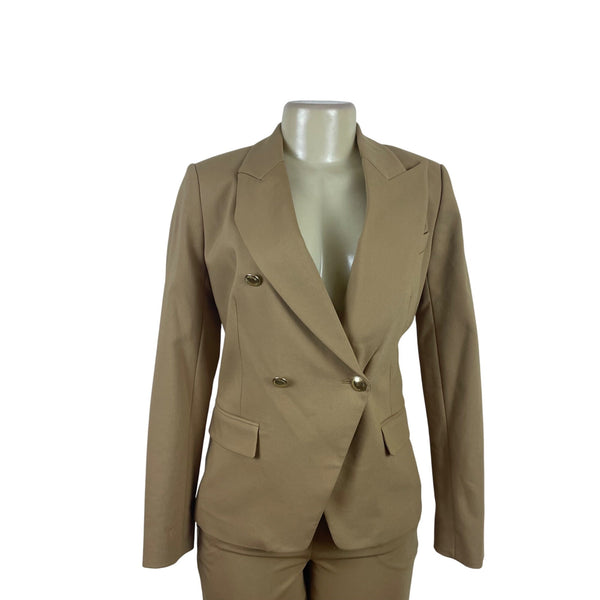 Michael kors Tan Womens Wide-Leg Pants & Double-Breasted Blazer Suit Set Sz M