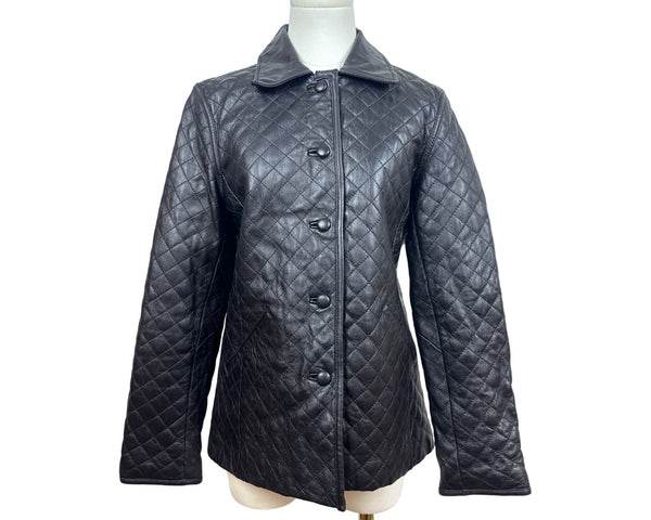 Siena Women's Black Leather Button Down Long Sleeve Jacket Sz 8