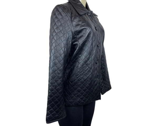 Siena Women's Black Leather Button Down Long Sleeve Jacket Sz 8