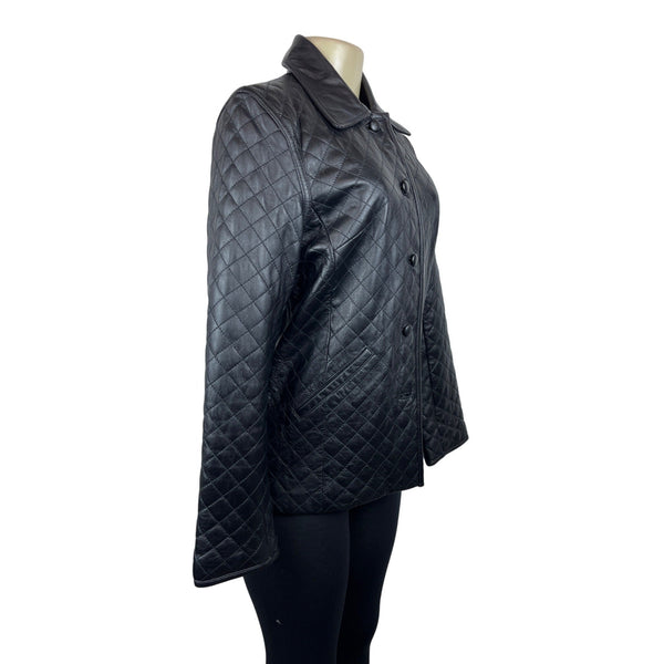 Siena Women's Black Leather Button Down Long Sleeve Jacket Sz 8