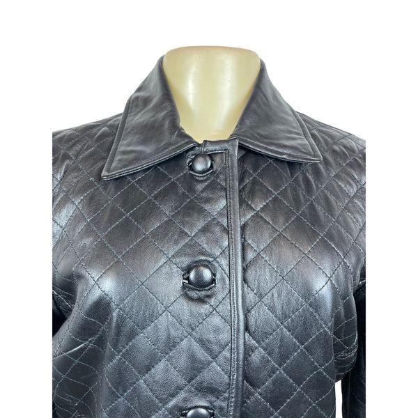 Siena Women's Black Leather Button Down Long Sleeve Jacket Sz 8