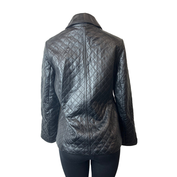 Siena Women's Black Leather Button Down Long Sleeve Jacket Sz 8