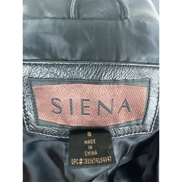 Siena Women's Black Leather Button Down Long Sleeve Jacket Sz 8