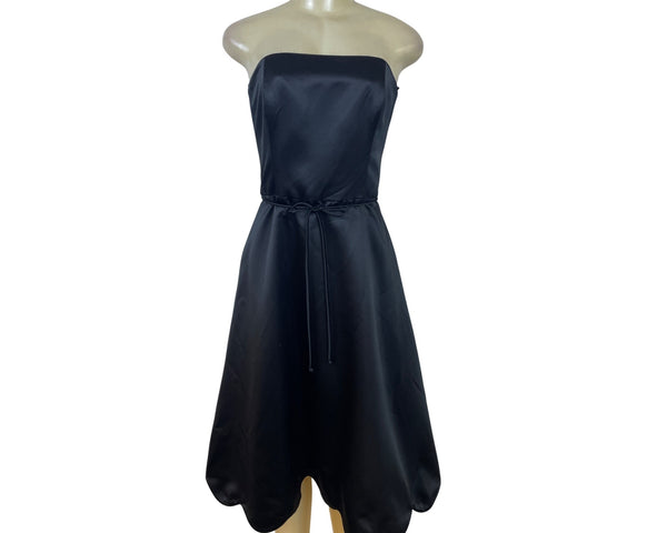 White House Black Market Black Strapless Scallop Hem Cocktail Dress Sz 6