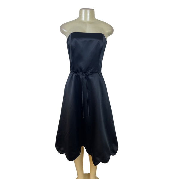 White House Black Market Black Strapless Scallop Hem Cocktail Dress Sz 6
