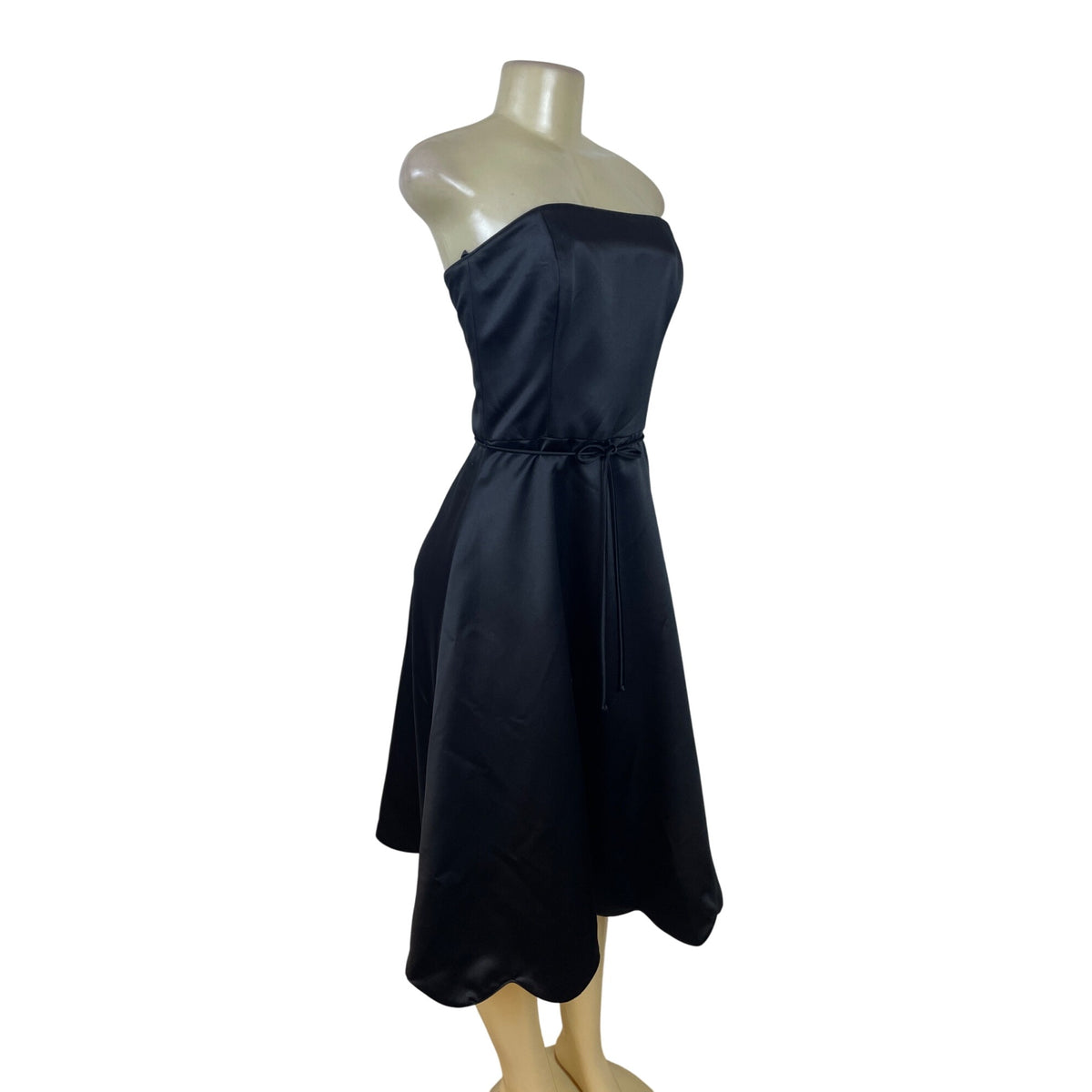 White House Black Market Black Strapless Scallop Hem Cocktail Dress Sz 6