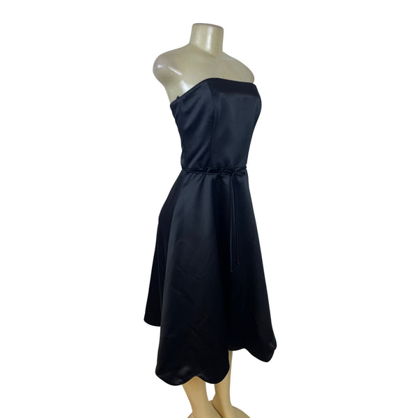 White House Black Market Black Strapless Scallop Hem Cocktail Dress Sz 6