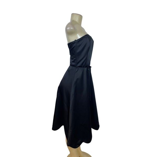 White House Black Market Black Strapless Scallop Hem Cocktail Dress Sz 6
