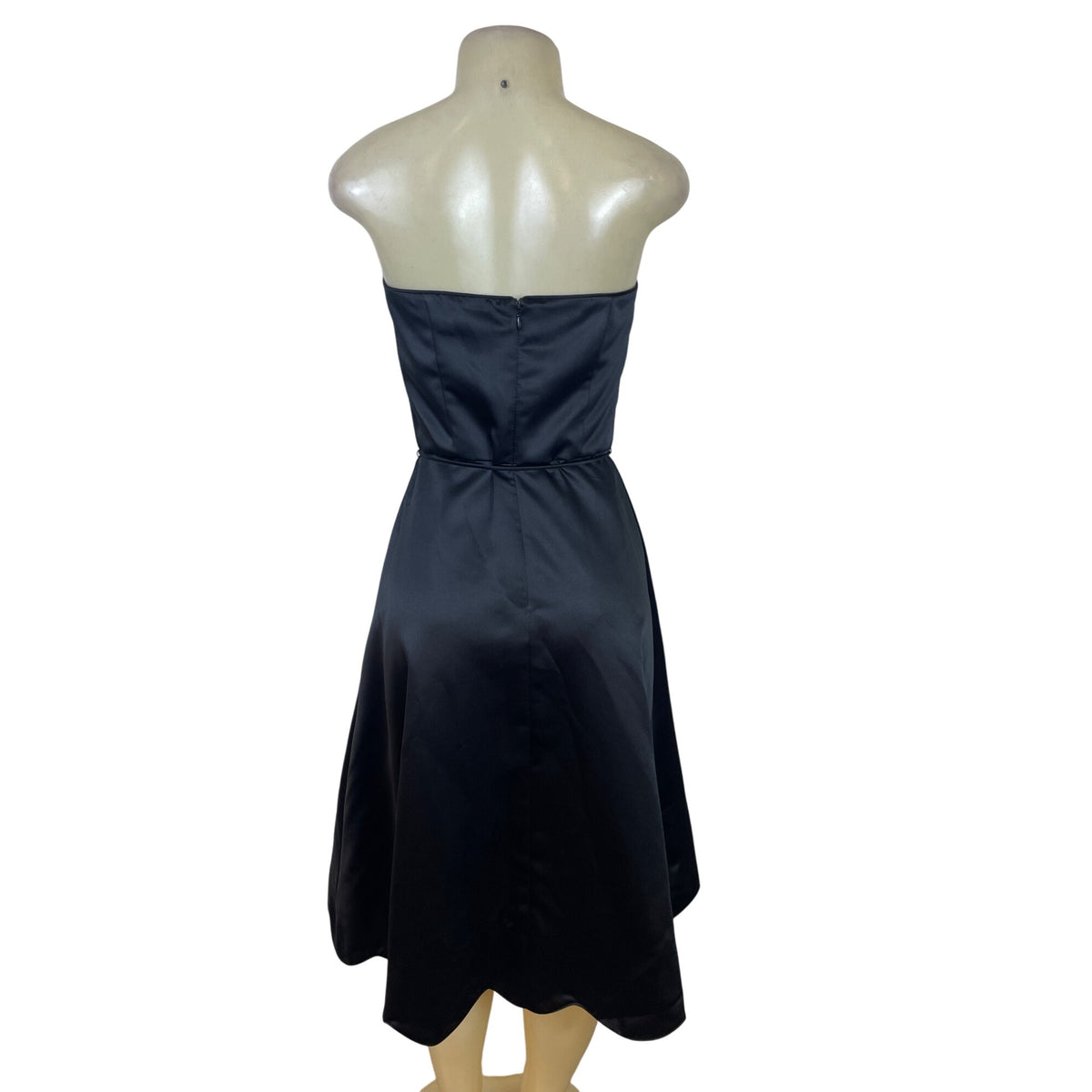 White House Black Market Black Strapless Scallop Hem Cocktail Dress Sz 6