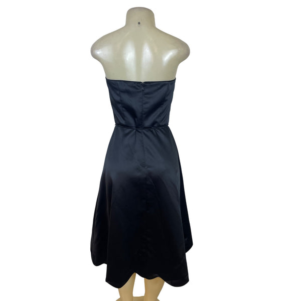 White House Black Market Black Strapless Scallop Hem Cocktail Dress Sz 6