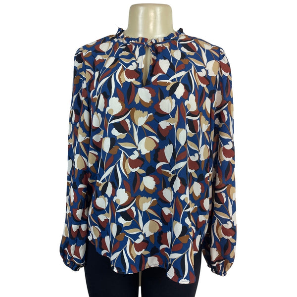 Loft Outlet Womens Floral Long Sleeve Keyhole Blouse Size M - New
