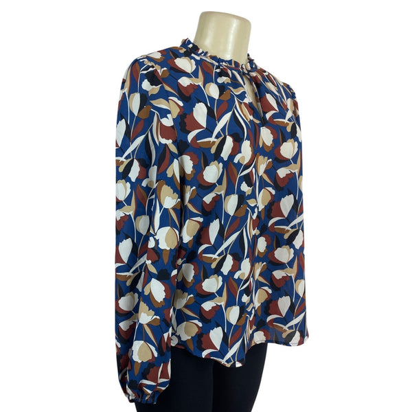 Loft Outlet Womens Floral Long Sleeve Keyhole Blouse Size M - New