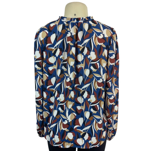 Loft Outlet Womens Floral Long Sleeve Keyhole Blouse Size M - New