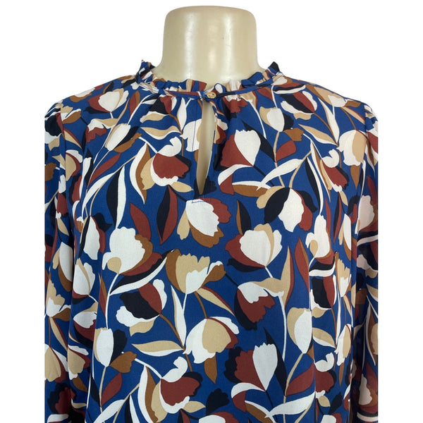 Loft Outlet Womens Floral Long Sleeve Keyhole Blouse Size M - New