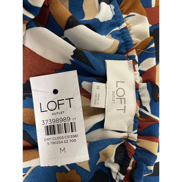 Loft Outlet Womens Floral Long Sleeve Keyhole Blouse Size M - New