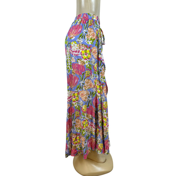 Matilda Jane Womens Floral Wrap Skirt Blue Multi-Color Rayon Size M - New