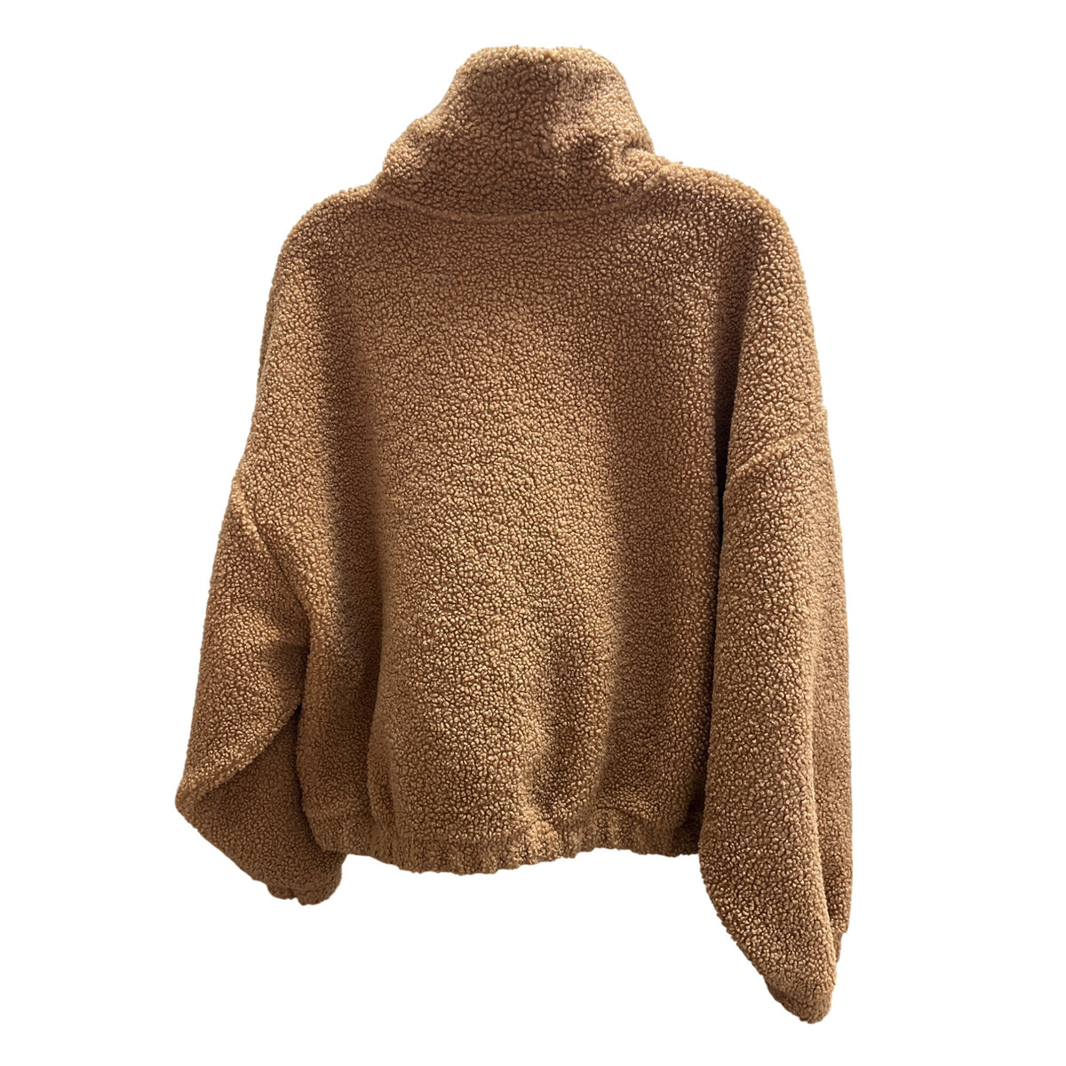 Universal Thread Womens Tan Sherpa Pullover Jacket Size XL Button-Up High Neck