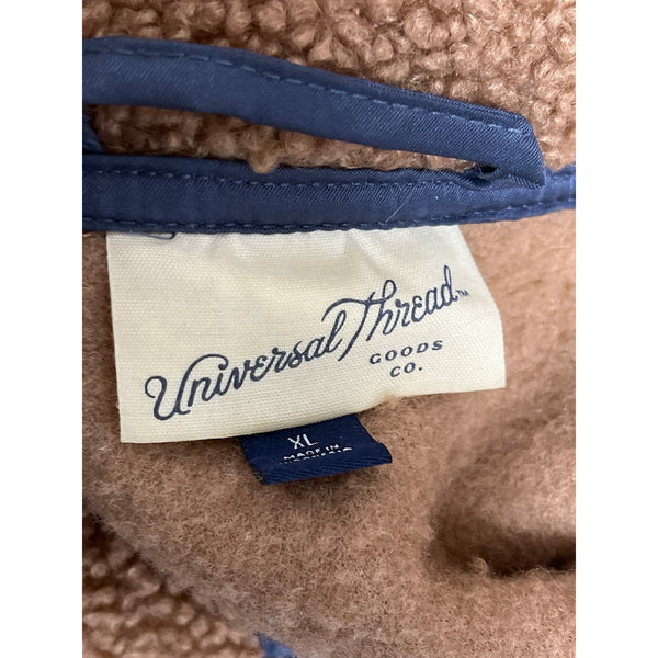 Universal Thread Womens Tan Sherpa Pullover Jacket Size XL Button-Up High Neck