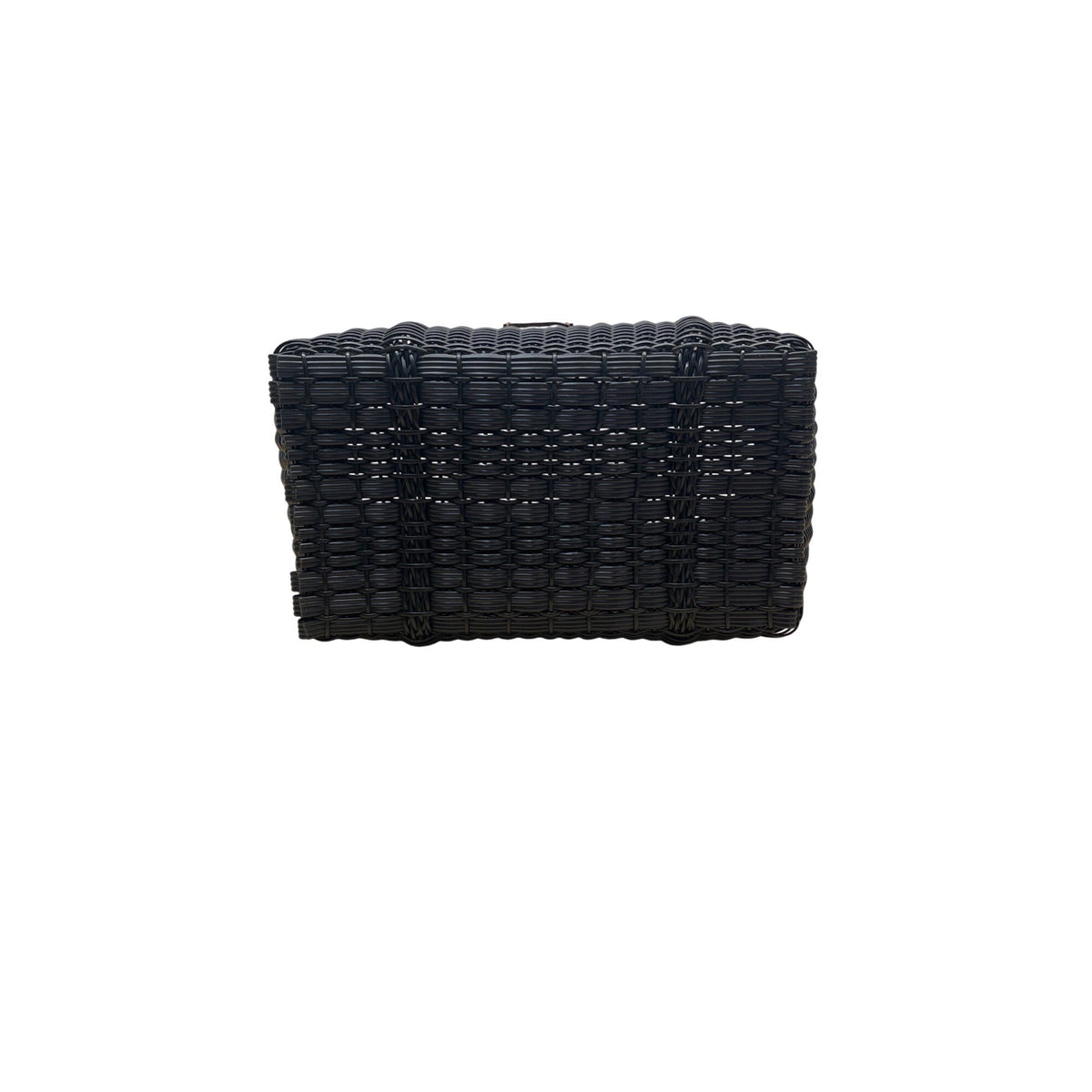 Fibra Black Woven With Brown Faux Leather Straps Tote Bag Sz L