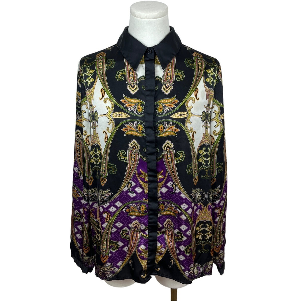 Vince Camuto Women's Black Button Down Long Sleeve Blouse Shirt Sz M