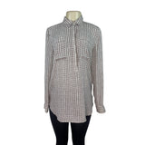 Loft Womens Long Sleeve Button-Up Blouse W/ Geometric Print Front Pockets Size S