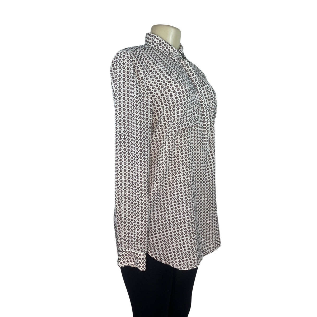 Loft Womens Long Sleeve Button-Up Blouse W/ Geometric Print Front Pockets Size S
