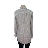 Loft Womens Long Sleeve Button-Up Blouse W/ Geometric Print Front Pockets Size S