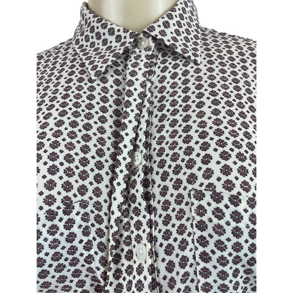 Loft Womens Long Sleeve Button-Up Blouse W/ Geometric Print Front Pockets Size S