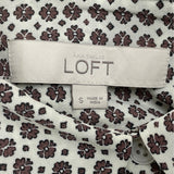 Loft Womens Long Sleeve Button-Up Blouse W/ Geometric Print Front Pockets Size S