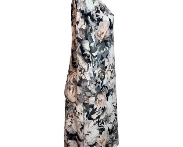 Calvin Klein Womens Floral Print Long Sleeve Shift Dress With Back Zipper - New