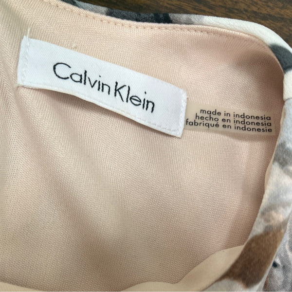 Calvin Klein Womens Floral Print Long Sleeve Shift Dress With Back Zipper - New