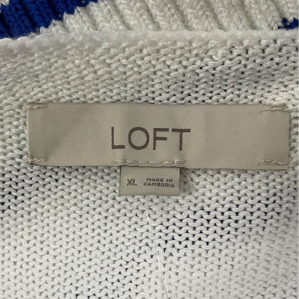 Loft Womens Striped White and Blue Sweater With Red Sailboat Size M - NWT