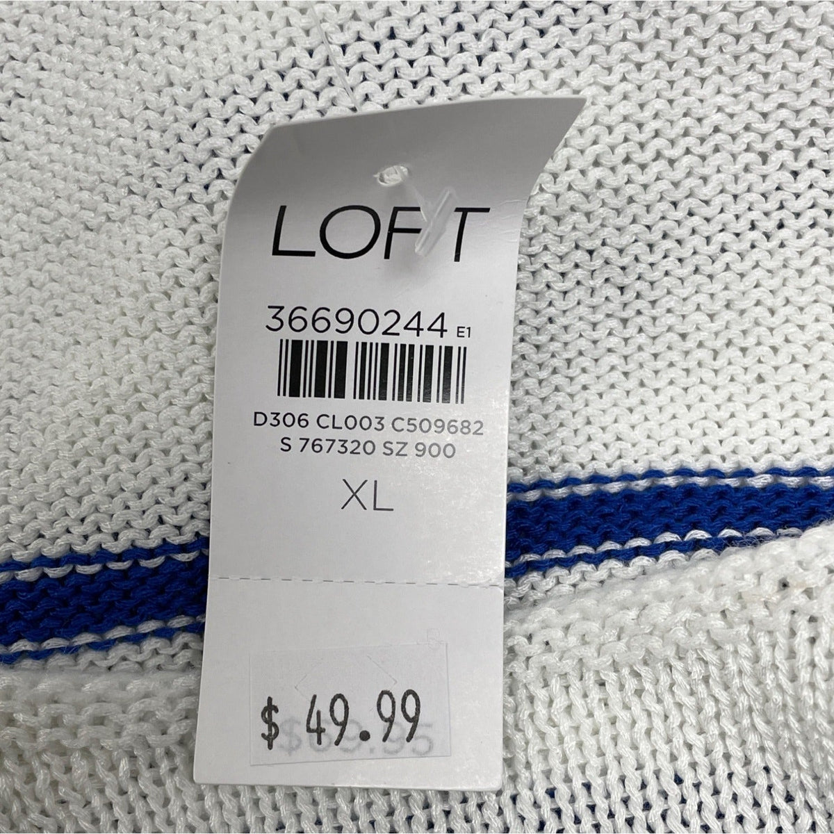 Loft Womens Striped White and Blue Sweater With Red Sailboat Size M - NWT