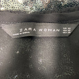 Zara Women's Black and Smoke Metallic Sequin Shift Dress Sz XS
