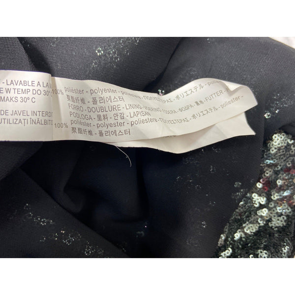Zara Women's Black and Smoke Metallic Sequin Shift Dress Sz XS