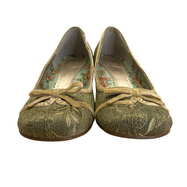 Mudd Women’s Green Floral Fabric With Bow Accent France Heels Size 8M