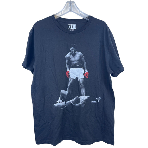 Muhammad Ali Mens Black Graphic T-Shirt Boxing Icon Red Gloves 100% Cotton X-Large