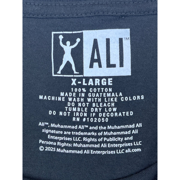 Muhammad Ali Mens Black Graphic T-Shirt Boxing Icon Red Gloves 100% Cotton X-Large